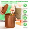 Plexon Countertop Compost Bin with Lid, Copper 1.5 Gallon Odorless Kitchen Compost Container, Steel Food Bucket Pail for Kitchen with Charcoal Filter, Bronze3