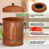 Plexon Countertop Compost Bin with Lid, Copper 1.5 Gallon Odorless Kitchen Compost Container, Steel Food Bucket Pail for Kitchen with Charcoal Filter, Bronze4