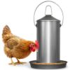 Plexon 8.8 Lb Stainless Steel Hanging Chicken Feeder no Waste Food-Grade - Poultry Feeder for Chicken Metal - Heavy Duty Reliable Long-Lasting with Handle1