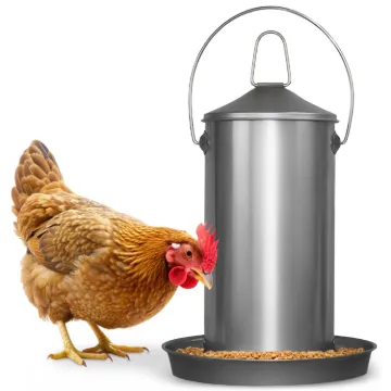 Plexon 8.8 Lb Stainless Steel Hanging Chicken Feeder no Waste Food-Grade - Poultry Feeder for Chicken Metal - Heavy Duty Reliable Long-Lasting with Handle1