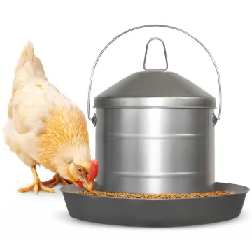 Plexon 17.6 Lb Stainless Steel Hanging Chicken Feeder no Waste Food-Grade Large - Poultry Feeder for Chicken Metal - Heavy Duty Reliable Long-Lasting with Handle1