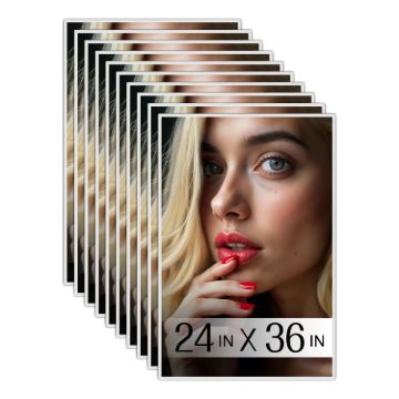 Plexon 24x36 Poster Frame White, Set of 10Pcs 24 x 36 Poster Frames for Home Decor, Office Horizontal or Vertical Wall Mount, Front Polish Plexiglass Large Picture Frame for Wall, Gallery Photo Frame1