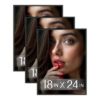 Plexon 18x24 Poster Frame Black, Horizontal or Vertical Wall, Set of 3 Poster Frames 18 x 24, Puzzle Picture Hanging, Durable Poster 24x18 Frame Front Polished Plexiglass, Wall Gallery Frame Kit1