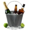 PLEXON Galvanized Metal Ice Bucket for Parties Coctail Bar Restaurant - Drink Beer Champagne Metal Pail Bucket with Handle, Beverage Chiller Cooler Small 1.3 Gallon1