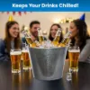 PLEXON Galvanized Metal Ice Bucket for Parties Coctail Bar Restaurant - Drink Beer Champagne Metal Pail Bucket with Handle, Beverage Chiller Cooler Small 1.3 Gallon8