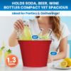 PLEXON Galvanized Metal Ice Bucket for Parties Coctail Bar Restaurant - Drink Beer Champagne Bucket with Handle, Beverage Chiller Cooler Small 1.3 Gallon, Red2