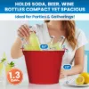 PLEXON Galvanized Metal Ice Bucket for Parties Coctail Bar Restaurant - Drink Beer Champagne Bucket with Handle, Beverage Chiller Cooler Small 1.3 Gallon, Red2