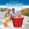 PLEXON Galvanized Metal Ice Bucket for Parties Coctail Bar Restaurant - Drink Beer Champagne Bucket with Handle, Beverage Chiller Cooler Small 1.3 Gallon, Red6
