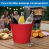 PLEXON Galvanized Metal Ice Bucket for Parties Coctail Bar Restaurant - Drink Beer Champagne Bucket with Handle, Beverage Chiller Cooler Small 1.3 Gallon, Red8