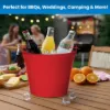 PLEXON Galvanized Metal Ice Bucket for Parties Coctail Bar Restaurant - Drink Beer Champagne Bucket with Handle, Beverage Chiller Cooler Small 1.3 Gallon, Red8