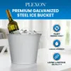 PLEXON Galvanized Metal Ice Bucket for Parties Coctail Bar Restaurant - Drink Beer Champagne Metal Pail Bucket with Handle, Beverage Chiller Cooler Small 1.3 Gallon,Gray3