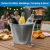 PLEXON Galvanized Metal Ice Bucket for Parties Coctail Bar Restaurant - Drink Beer Champagne Metal Pail Bucket with Handle, Beverage Chiller Cooler Small 1.3 Gallon,Gray7