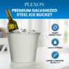 PLEXON Galvanized Metal Ice Bucket for Parties Coctail Bar Restaurant - Drink Beer Champagne Metal Pail Bucket with Handle, Beverage Chiller Cooler Small 1.3 Gallon, Off-White2