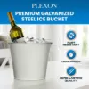 PLEXON Galvanized Metal Ice Bucket for Parties Coctail Bar Restaurant - Drink Beer Champagne Metal Pail Bucket with Handle, Beverage Chiller Cooler Small 1.3 Gallon, Off-White2
