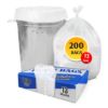 PLASTIC PRINCE (200 Pack) 13 Gallon Trash Bags, 12-16 Gallon White Kitchen Bags, 1.5 Mil, Heavy Duty, Fits Round and Square 12-16 gal Trash Cans, 24" x 31" Garbage Trash Can Liners1