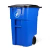 PLASTIC PRINCE 50-Gallon Recycle Rollout Trash Can with Lid, Commercial Heavy-Duty Container with Wheels, Blue1