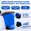 PLASTIC PRINCE 50-Gallon Recycle Rollout Trash Can with Lid, Commercial Heavy-Duty Container with Wheels, Blue2