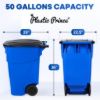 PLASTIC PRINCE 50-Gallon Recycle Rollout Trash Can with Lid, Commercial Heavy-Duty Container with Wheels, Blue6
