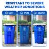 PLASTIC PRINCE 50-Gallon Recycle Rollout Trash Can with Lid, Commercial Heavy-Duty Container with Wheels, Blue7