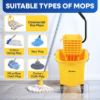 PLASTIC PRINCE Commercial Mop Bucket with Wringer on Wheels, Heavy Duty Industrial Mop Bucket and Wringer Separate Dirty Water for Home Office Restaurant Business, 26 Quart - Yellow2