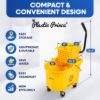 PLASTIC PRINCE Commercial Mop Bucket with Wringer on Wheels, Heavy Duty Industrial Mop Bucket and Wringer Separate Dirty Water for Home Office Restaurant Business, 26 Quart - Yellow5