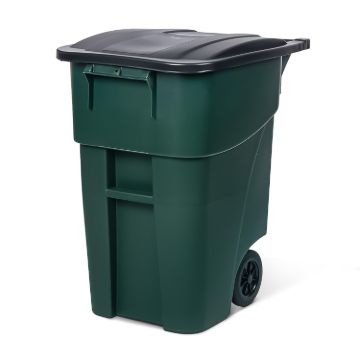PLASTIC PRINCE 50-Gallon Rollout Trash Can with Lid, Commercial Heavy-Duty Container with Wheels, Green1