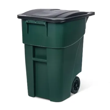 PLASTIC PRINCE 50-Gallon Rollout Trash Can with Lid, Commercial Heavy-Duty Container with Wheels, Green1