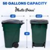 PLASTIC PRINCE 50-Gallon Rollout Trash Can with Lid, Commercial Heavy-Duty Container with Wheels, Green6