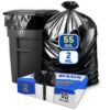 PLASTIC PRINCE 55-60 Gallon Trash Bags 2 Mil Heavy Duty Fits Rubbermaid Brute Rollout Round Square 32-55 gal Trash Cans 43" x 47" Large Durable Garbage Trash Can Liners, Black 25 of Pack1