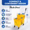 PLASTIC PRINCE Mop Bucket with Wringer on Wheels, Small Dual Chamber Industrial Mop Bucket Separate Dirty Water, Perfect for Business Household, 20 Quart Yellow3