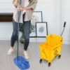 PLASTIC PRINCE Mop Bucket with Wringer on Wheels, Small Dual Chamber Industrial Mop Bucket Separate Dirty Water, Perfect for Business Household, 20 Quart Yellow9
