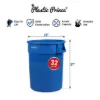 PLASTIC PRINCE 32 Gallon Round Trash Can Container Blue Plastic Commercial Garbage Bin for Home Garage Restaurants Warehouses2
