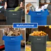 PLASTIC PRINCE 32 Gallon Round Trash Can Container Blue Plastic Commercial Garbage Bin for Home Garage Restaurants Warehouses5