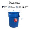 PLASTIC PRINCE 55 Gallon Round Trash Can Garbage Can Blue Plastic Waste Container for Home Garage Restaurants Warehouses2