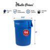 PLASTIC PRINCE 44 Gallon Round Trash Can Garbage Can Blue Waste Container for Home Garage Restaurants Warehouses2