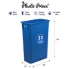 PLASTIC PRINCE 23 Gallon Slim Trash Can Kitchen, Commercial Tall Trash Bin Narrow, Rectangular Slim Jim Skinny Garbage Can for Home Garage Office Restaurant, Blue2