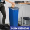 PLASTIC PRINCE 23 Gallon Slim Trash Can Kitchen, Commercial Tall Trash Bin Narrow, Rectangular Slim Jim Skinny Garbage Can for Home Garage Office Restaurant, Blue3