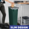 PLASTIC PRINCE 23 Gallon Slim Trash Can Kitchen, Commercial Tall Trash Bin Narrow, Rectangular Slim Jim Skinny Garbage Can for Home Garage Cabinet Restaurant, Green3