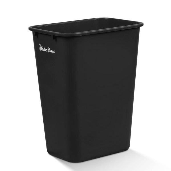 PLASTIC PRINCE 10 Gallon Trash Can Black Waste Basket for Kitchen Bathroom Office Garbage Can Fits Under Desk Cabinet Sink, Plastic Rectangular1