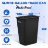 PLASTIC PRINCE 10 Gallon Trash Can Black Waste Basket for Kitchen Bathroom Office Garbage Can Fits Under Desk Cabinet Sink, Plastic Rectangular3