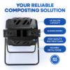 PLASTIC PRINCE Outdoor Compost Bin Tumbler for Home, Compost Tumbler Dual Chamber Large, 43-Gallon, Black3