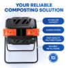 PLASTIC PRINCE Outdoor Compost Bin Tumbler for Home, Compost Tumbler Outdoor Large, 43-Gallon, Orange3