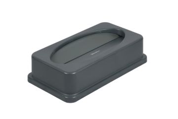PLASTIC PRINCE Slim Jim Trash Can Lid Replacement, Outdoor Slim Commercial Garbage Can Lid, Swing Rectangular Double Flip Top Lid 23 Gallon Container, Gray1