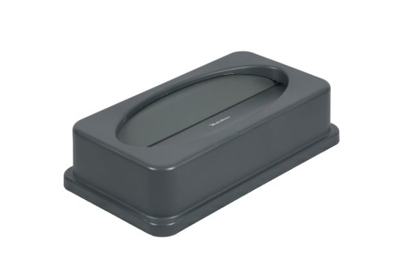 PLASTIC PRINCE Slim Jim Trash Can Lid Replacement, Outdoor Slim Commercial Garbage Can Lid, Swing Rectangular Double Flip Top Lid 23 Gallon Container, Gray1