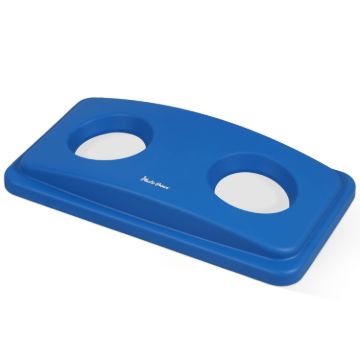 PLASTIC PRINCE Can Bottle Recycling Trash Can Lid with Holes, 23 Gallon Commercial Slim Jim trash Can Lid Top, Plastic Blue Waste Garbage Can Lid, Outdoor Recycling Bin Lid1