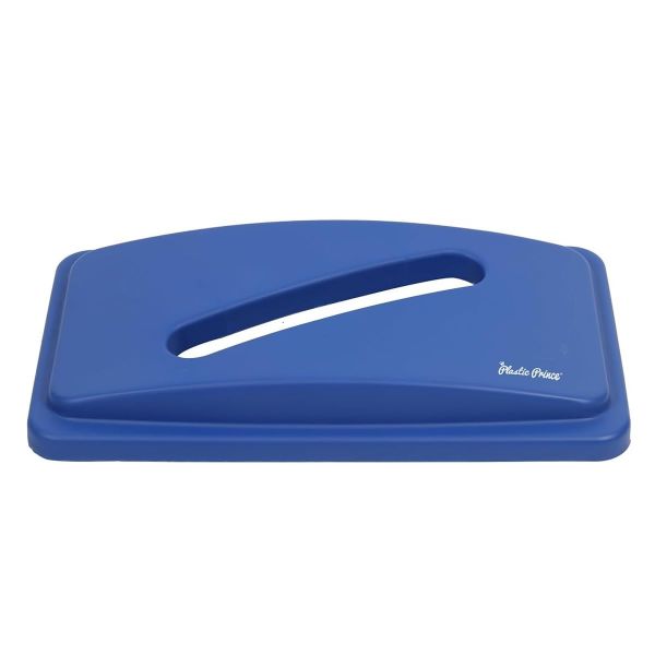 PLASTIC PRINCE Paper Recycling Lid, 23 Gallon Commercial Slim Jim Recycling Trash Can Lid with Hole, Plastic Blue Waste Garbage Can Lid with Paper Slot, Outdoor Recycling Bin Lid1