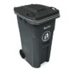 PLASTIC PRINCE 65 Gallon Rollout Trash Can with Lid, Commercial Heavy-Duty Wheeled Outdoor Garbage Can, Gray3