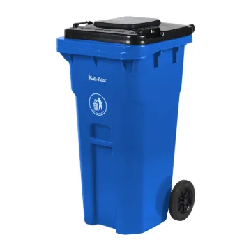 PLASTIC PRINCE 32 Gallon Recycling Rollout Trash Can with Lid, Commercial Heavy-Duty Wheeled Outdoor Garbage Can, Blue1