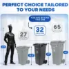 PLASTIC PRINCE 32 Gallon Trash Can with Wheels Outdoor Garbage Can with Lid and Wheels Locking Trash Can Commercial Heavy-Duty Trash Bin Rolling, Plastic Gray8