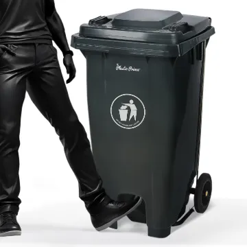 PLASTIC PRINCE 65 Gallon Step-On Rollout Trash Can with Lid, Commercial Heavy-Duty Container with Wheels, Gray1